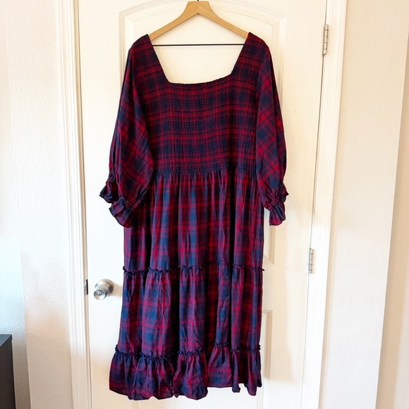 JESSAKAE Brooks Red and Navy Plaid Midi Dress - Picture 7 of 10